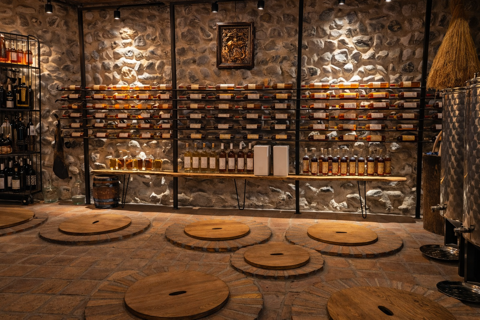 Traditional Georgian wine cellar with Qvevri